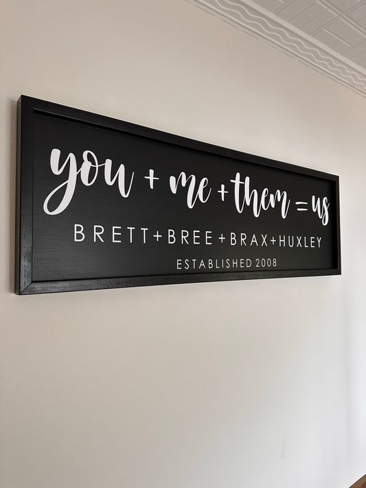 You + Me + Them = Us Personalised Family Name
