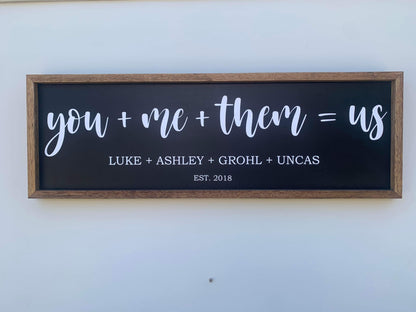You + Me + Them = Us Personalised Family Name